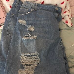 Women's plus size Distressed Blue Jeans